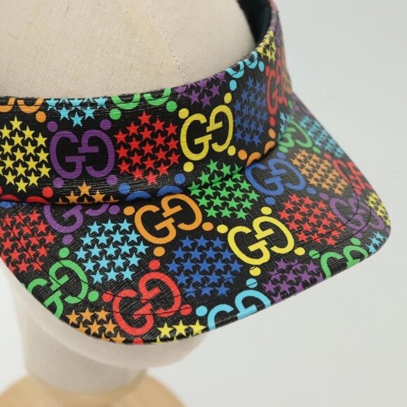 GUCCI GG Psychedelic Sun Visor Hat Multicolor Silver Auth 142391 - Picture 6 of 15